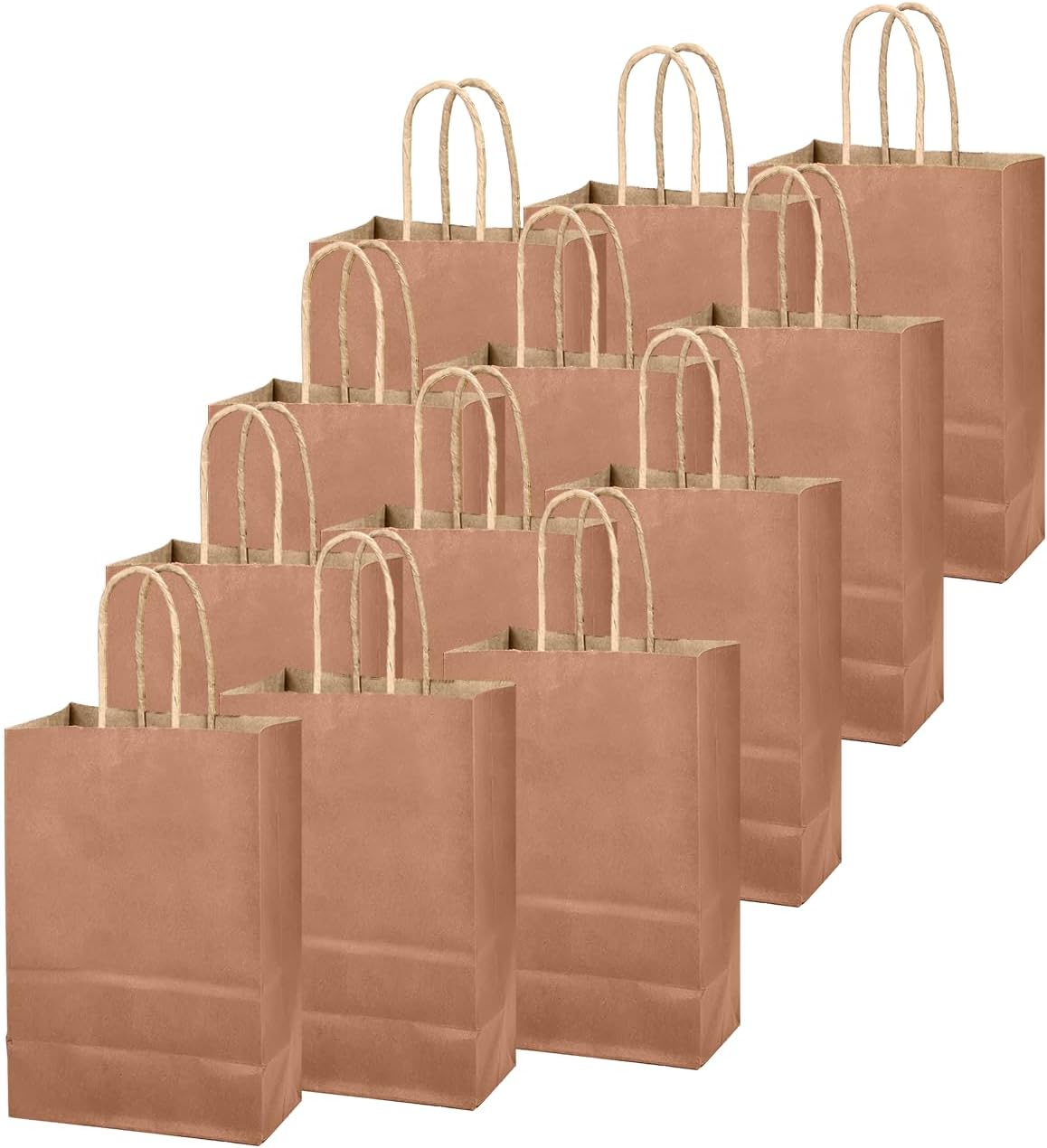 qiqee Apricot Gift Bag with Handles Bulk 24Pcs Paper Bags -8.3"x6"x3. 15" Party Favor Bags - Solid Color