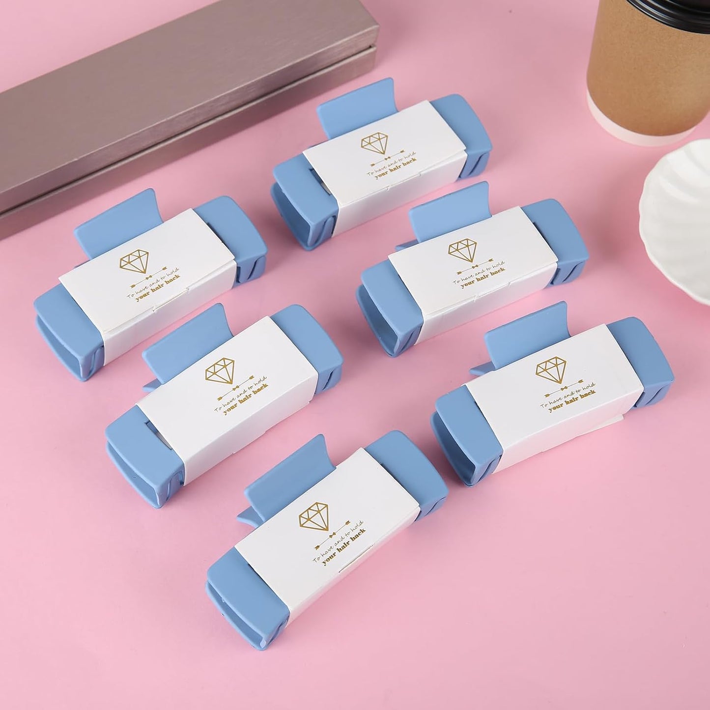 Bridesmaid Scrunchies Proposal Gifts 4.1inch square Hair Claws Bachelorette Hair Clip heart sunglasses Girls gift for Wedding Party Favors (18pcs Dusty Blue)