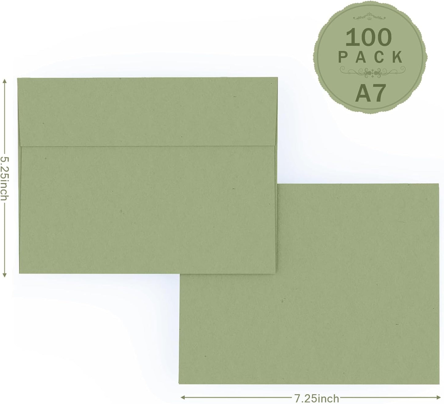 A7 Sage Green Envelopes 100 Pack, Goefun 5x7 Self Seal Printable Envelopes for Invitation, 5x7 Gift Cards, Birthday, Baby Shower, 5.25 x 7.25 in, 120GSM