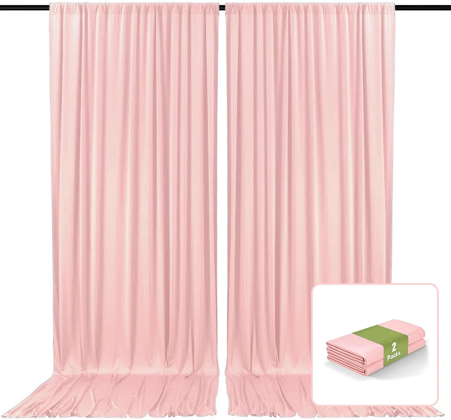 2 Panels Light Pink Backdrop Curtain, 10 x 7 Feet Background Curtains for Parties, Weddings, Baby Showers, Bachelorette Halloween, Christmas Birthday Party Photoshoot Backdrop Curtains Decorations