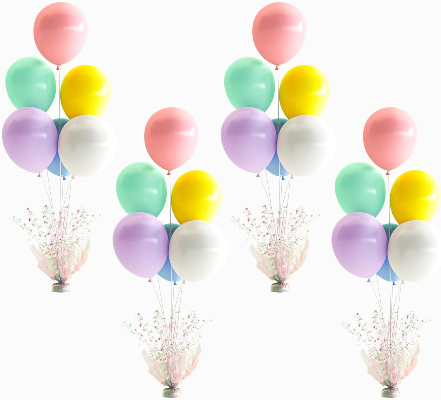 4 Set Pastel Balloon Centerpieces for Table, Balloon Stand Kit with Rainbow Balloons for Pastel Centerpiece Table Decoration Birthday Party Baby Shower Wedding Bridal Shower