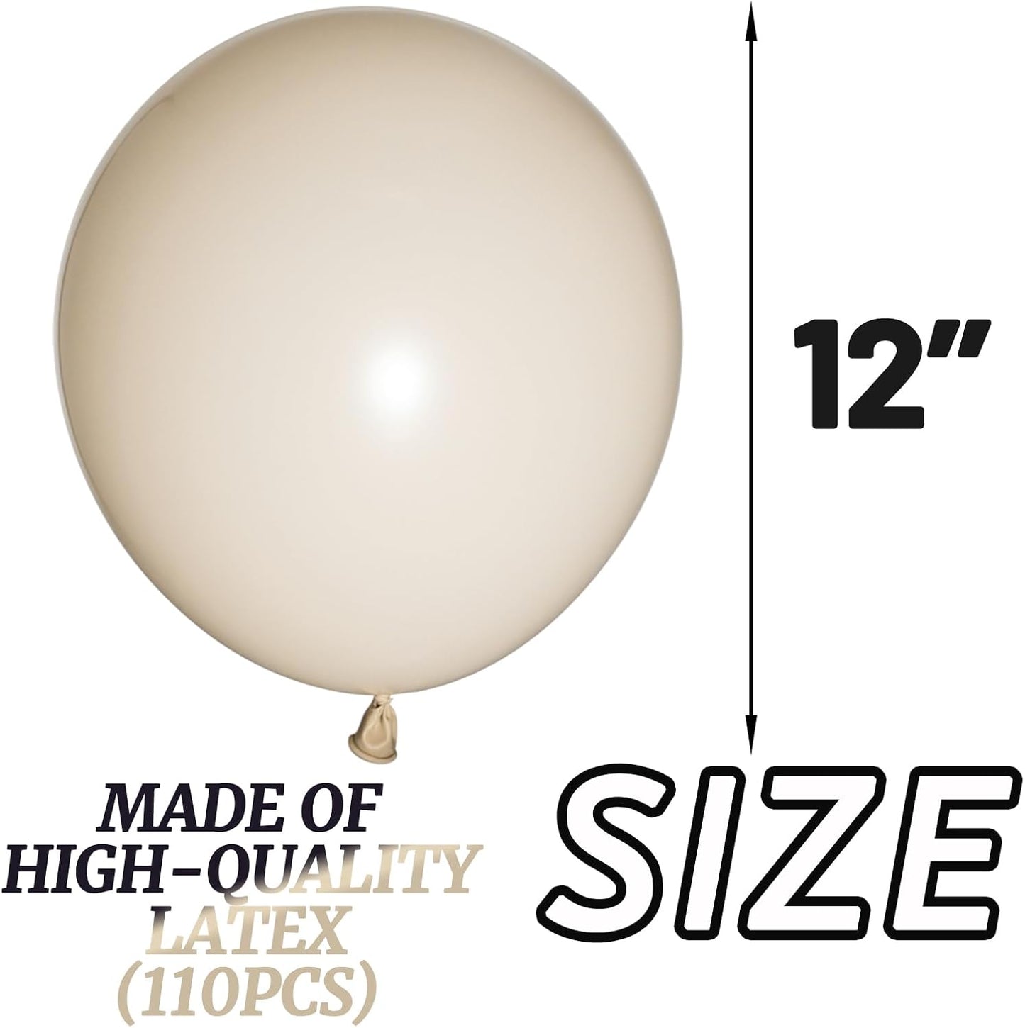 110pcs Sand White Balloon 12 inch, Sand white Latex Balloons for Birthday Party Baby Shower Wedding(with 2 Ribbons).