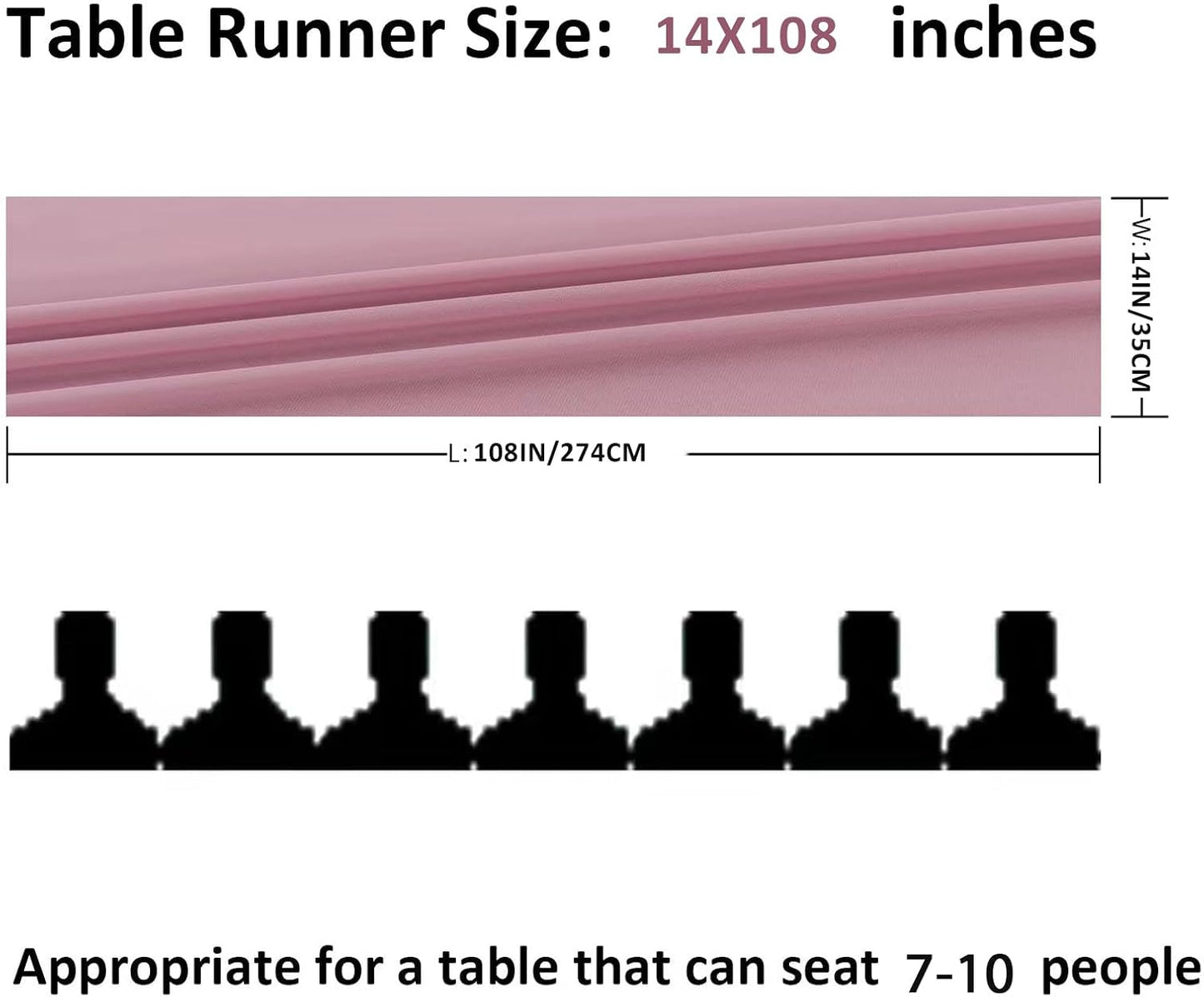 6Pack 9ft Chiffon Table Runner 14x108 Inch Sheer Romantic Table Runner for Wedding Birthday Party Bridal Shower Outdoor Decoration-Dusty Pink