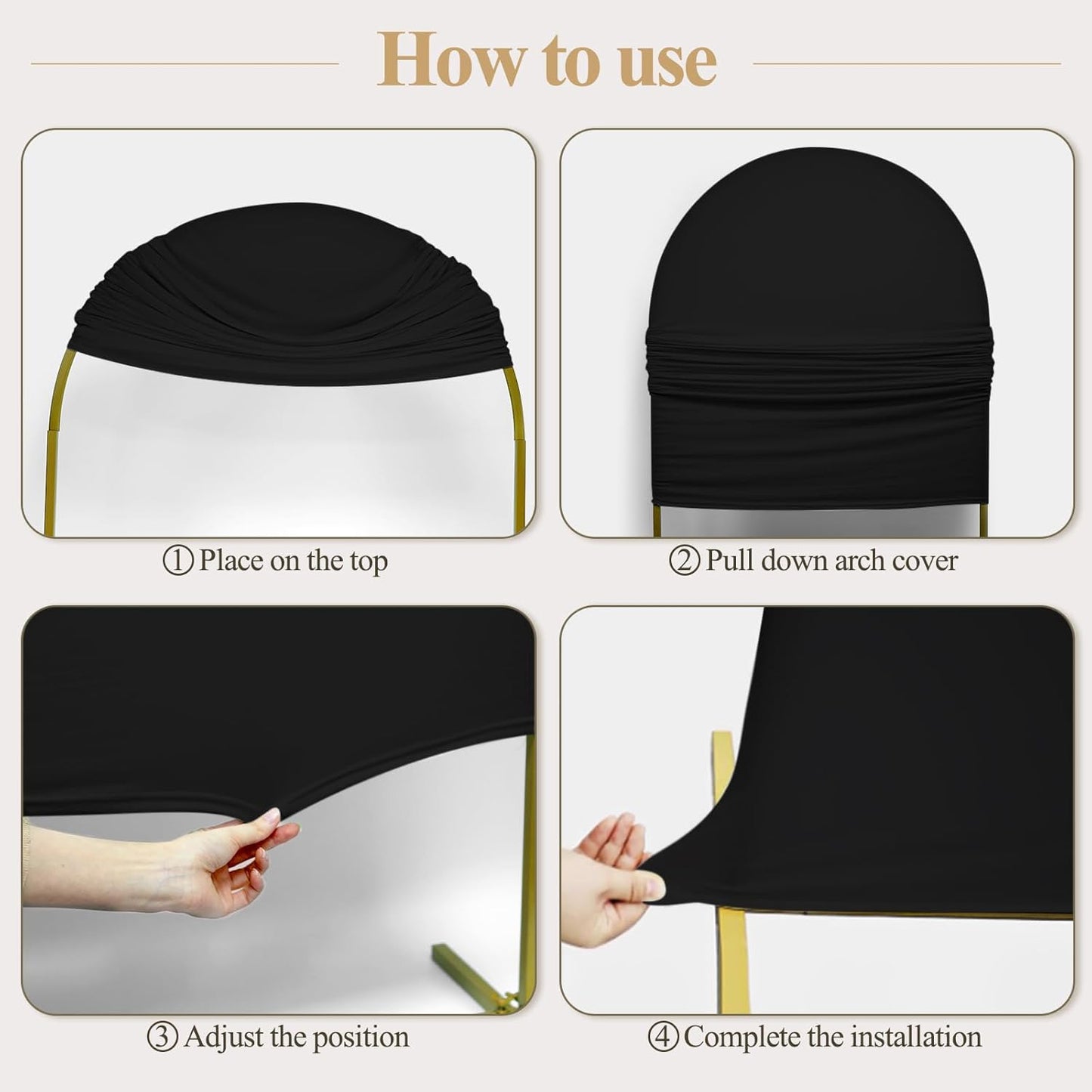 Ledido Wedding Arch Backdrop Cover 6FT Arch Covers Fitted Stretchy Spandex Round Top Stand Backdrop Cover for Wedding Banquet Ceremony Birthday Party Baby Shower Event Decoration,Black