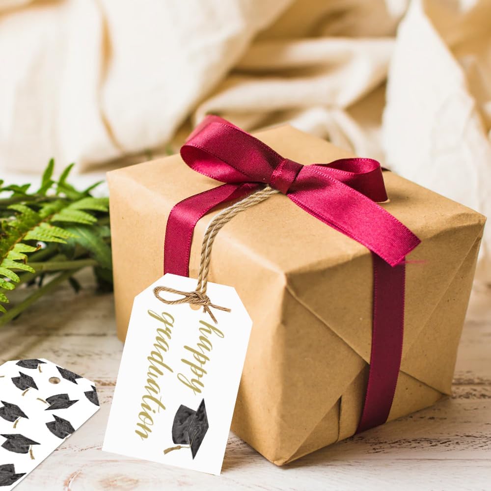 50 Pcs Graduation Gift Tags, Congrats Grad Party Favors Gift Tags for High School or Happy College Graduation Party Decoration Supplies (Gold, 2.2 * 3.5)