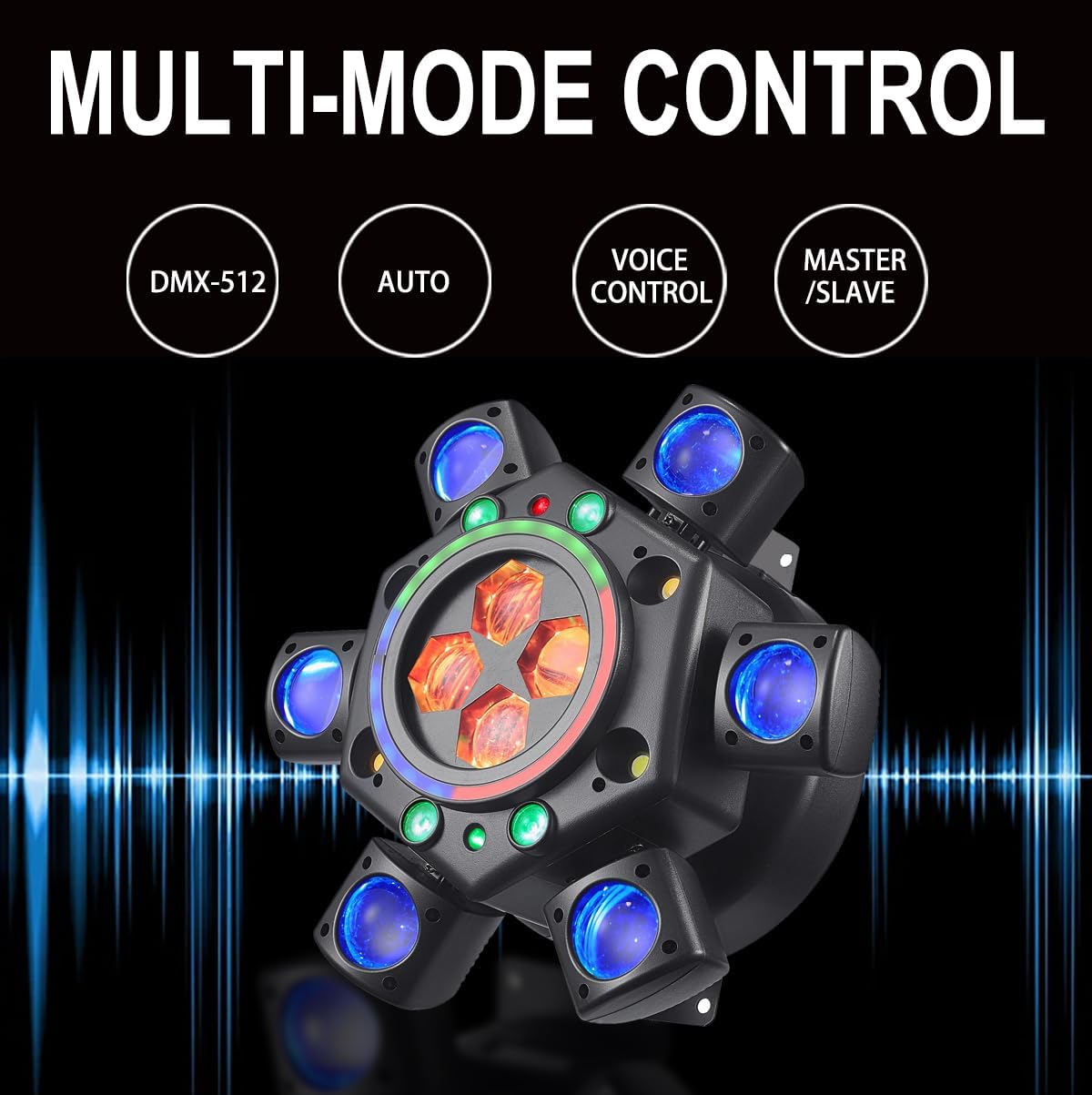 Moving Head Dj Lights for Parties, 180W LED RGBW 6 Arms with Mixed Lighting Effects,DJ Stage Lighting for Party Disco Club Wedding Bar (4)