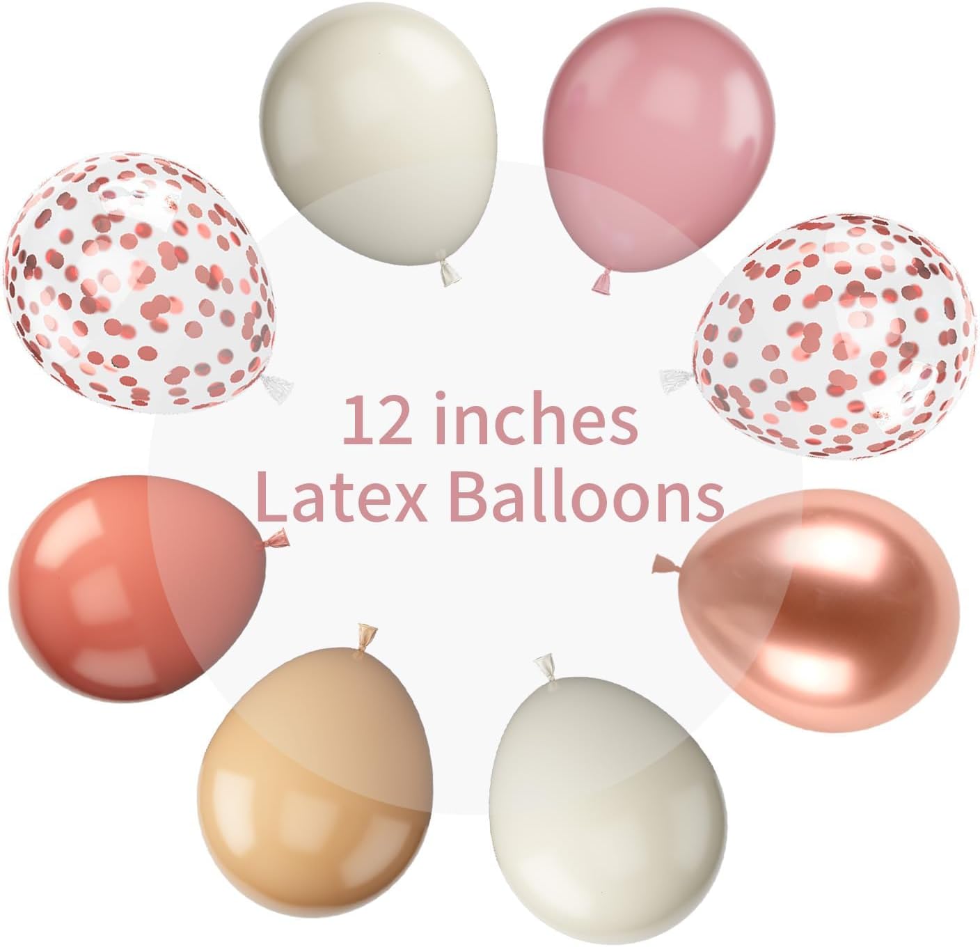 Dusty Pink Balloons - 12 Inch Blush Pink Metallic Chrome Rose Gold White Sand Nude Balloons for Bridal Baby Shower Girls Boho Birthday Wedding Decorations