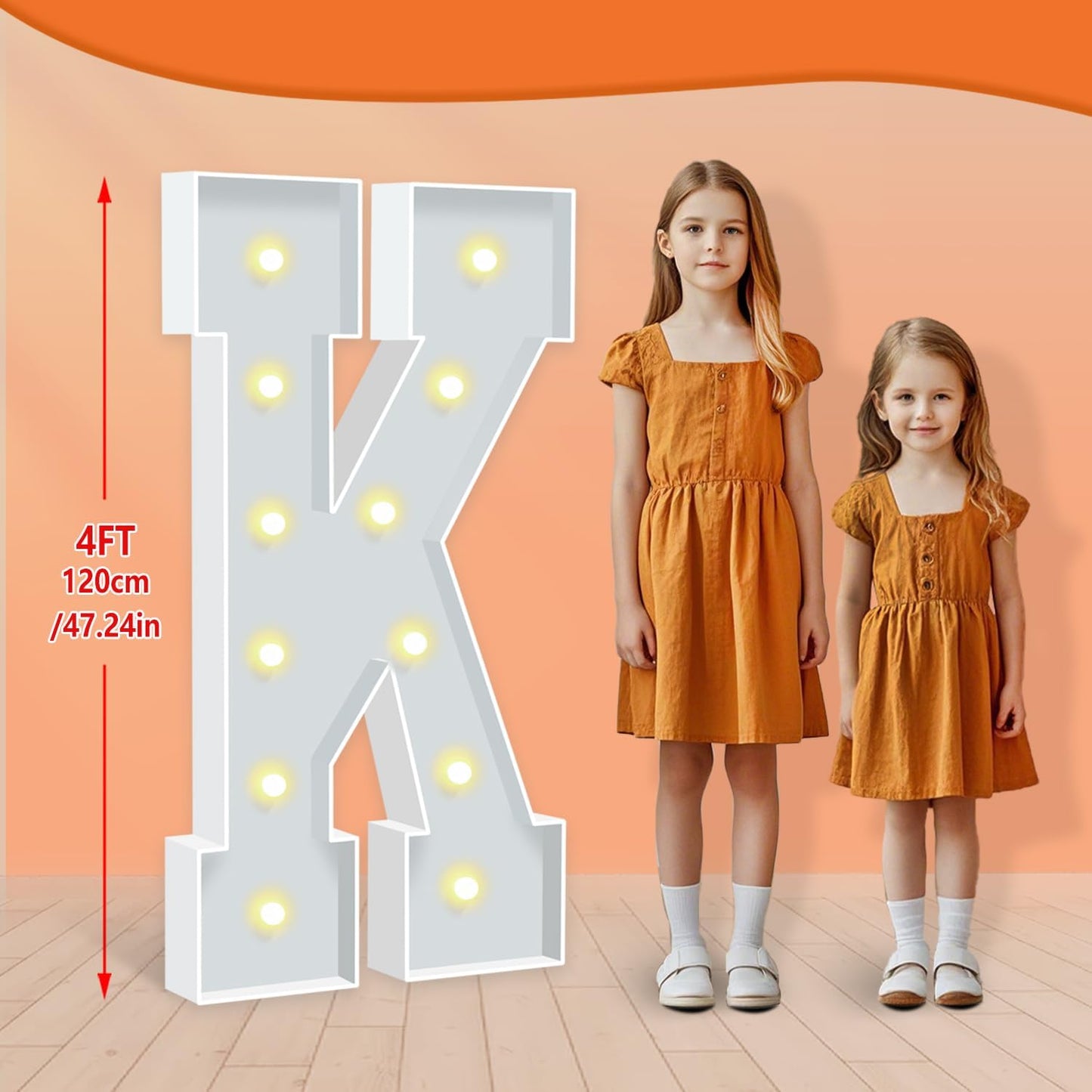 4FT Marquee Letters K, Party Decoration Large Marquee Light Up Letters, Pre-cut Foam Board Letter Set for Birthdays Baby Shower Wedding Event Bridal Shower Engagement Anniversarty Party Decor