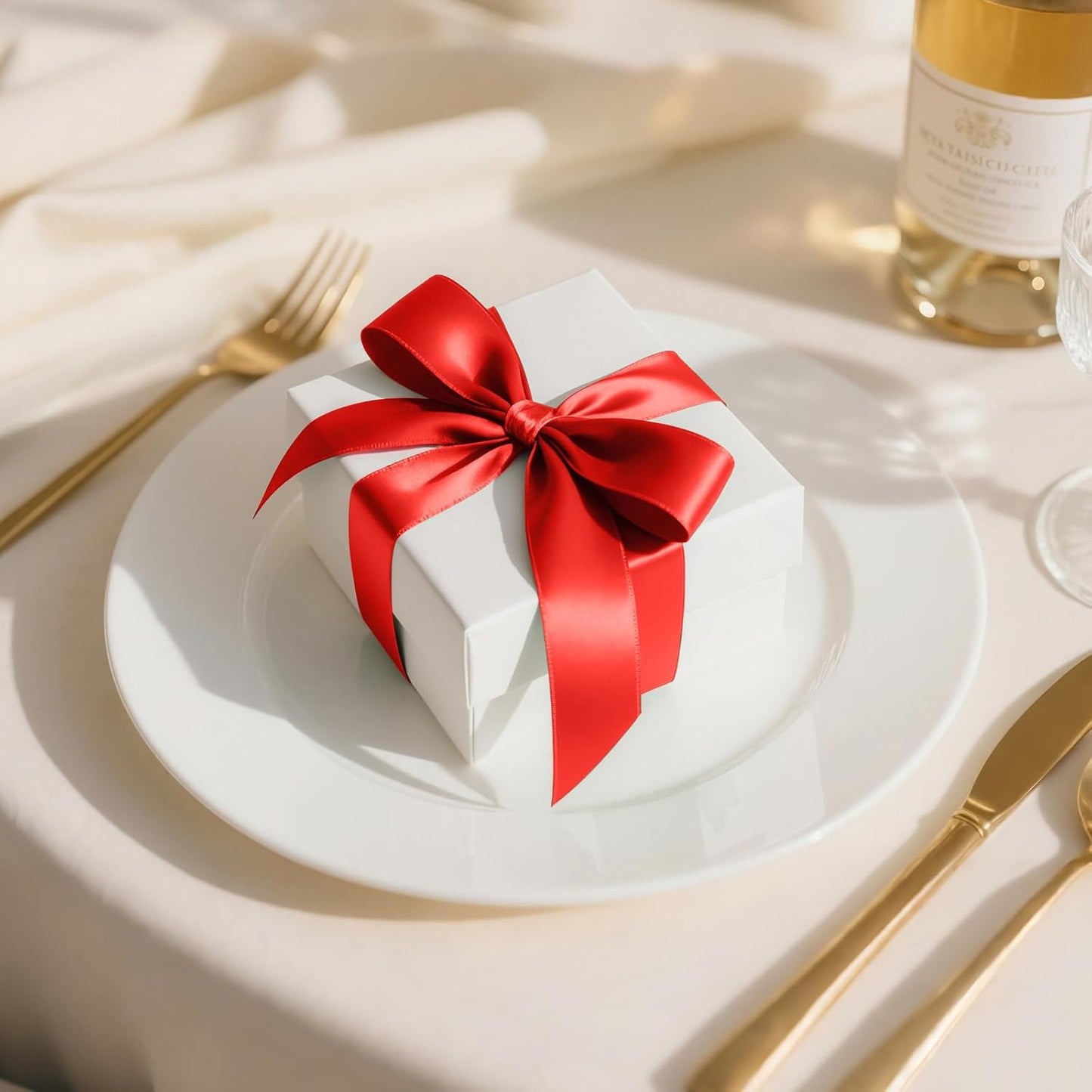 1-1/2 inch x 25 Yards Double Faced Polyester Red Satin Ribbon, Perfect for Gift Wrapping Very Suitable for Weddings Party Hair Bow Invitation Decorations and More