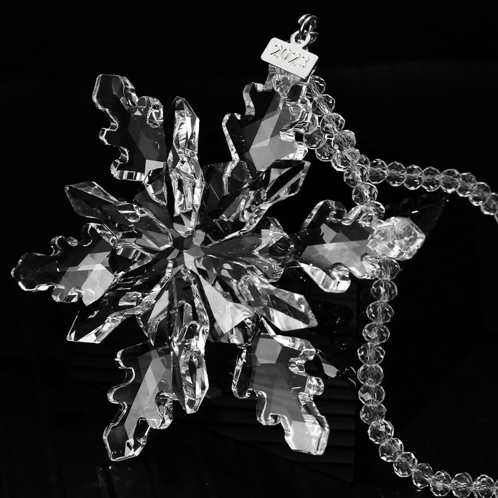 2024 Christmas Ornaments Crystal Snowflake Ornaments Annual Edition Christmas Tree Ornament Home Gifts (2024-Transparent)