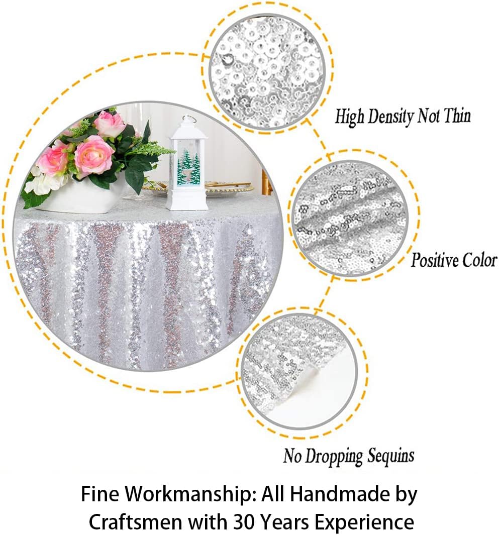 ShinyBeauty Sequin Tablecloth-Silver Sequin Table Overlay and Sequin Tablecloth/Linen for Wedding/Party/Event/Decoration 54inx54in