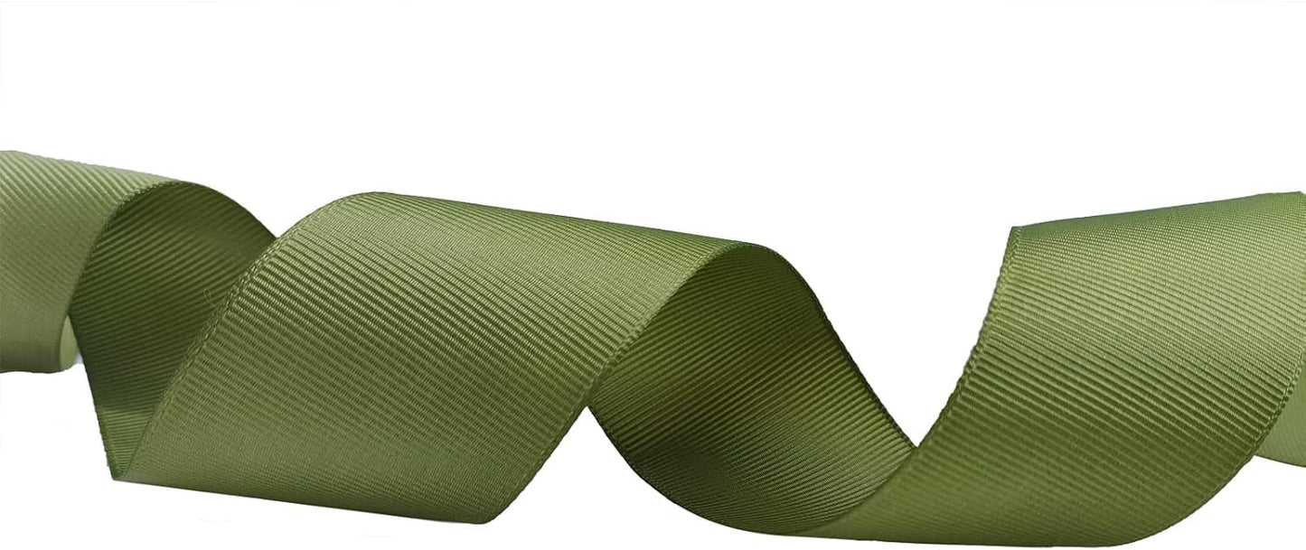 One Roll 50 Yards Soild Olive Green Grosgrain Ribbon 1 1/2 inch Flower Bouquets Ribbons-1.5 inch Thick Gift Wrapping Ribbon-DIY Crafts Bow Hair Headband Accessories Ribbons #570(38mm)