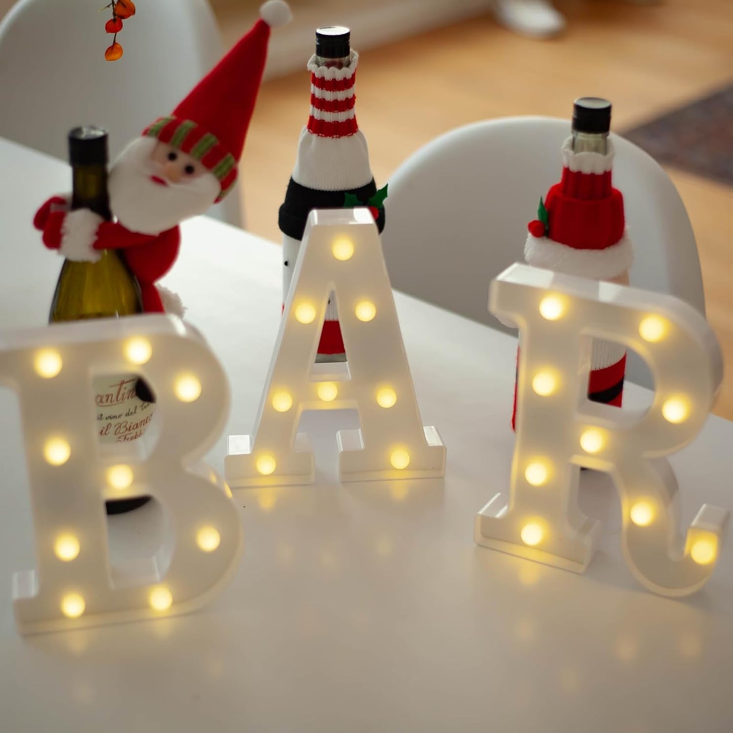 LED Marquee Letter Lights, Small Light Up Marquee BAR Sign, Decorative LED Alphabet Lamp, Battery Operated, Warm White Letter Sign for Bar Decoration