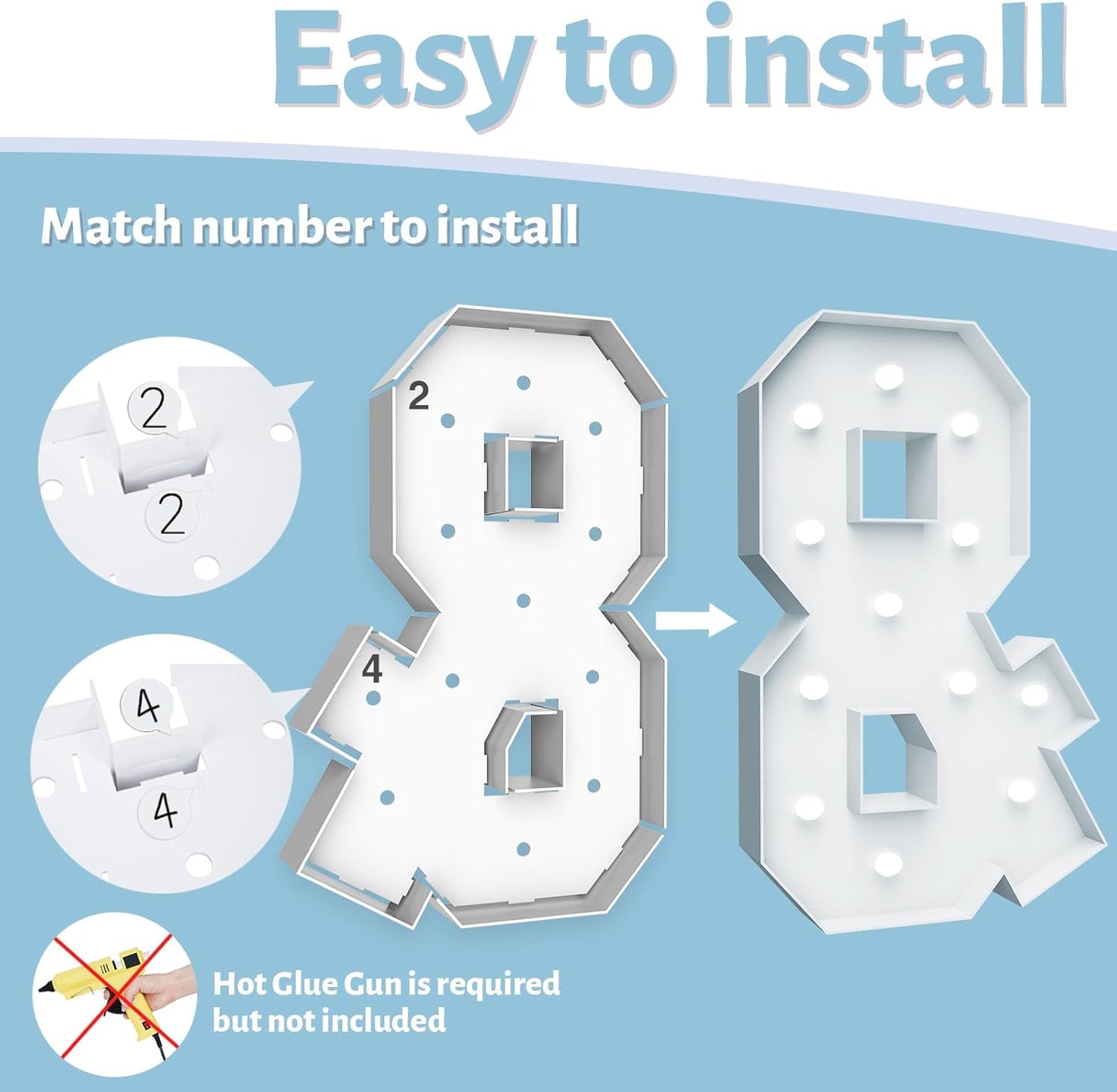 4FT Marquee Light Up Letters - Cool White Light Up Letters & with Fixed Water Bag, Party Decoration Large Marquee Light Up Letter can Be Used for Wedding Decoration, Birthday Party Deco