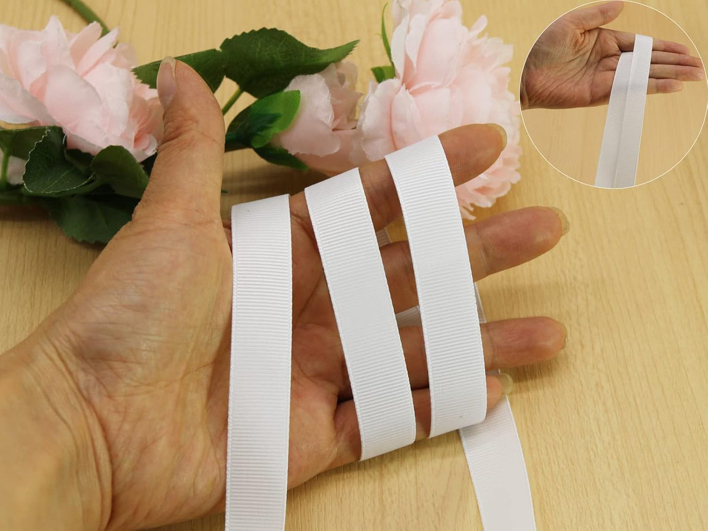 Jesep One Roll 100 Yards 5/8" Soild Grosgrain Ribbon Boutique Gift Wrapping Package Ribbon, DIY Crafts Bow Hair Headband Accessories Assorted Ribbon #29(5/8" 15mm, White)