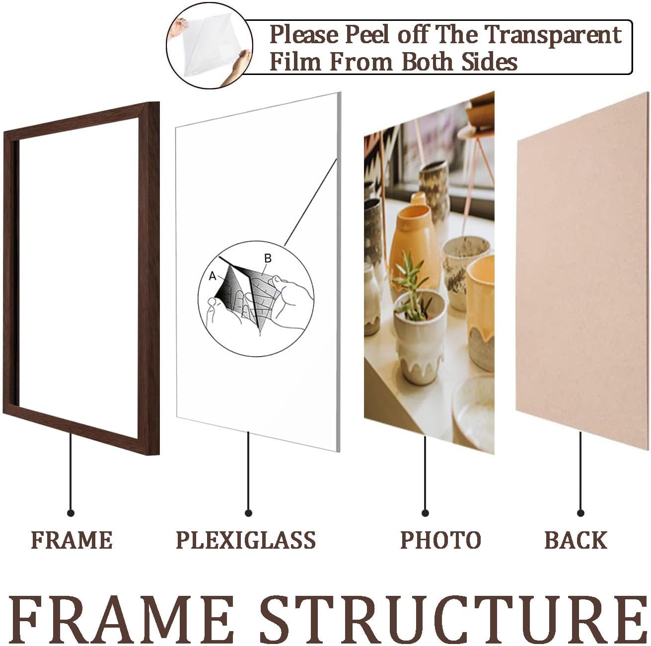 KTKDE A1 Poster Frame 3 Pack, 23.4x33.1 Walnut Woodgrain, Vertical & Horizontal Wall Hanging Large Picture Frame for Photos, Posters & Art Prints Perfect for best gifts and Home Decor
