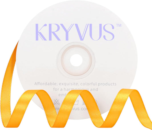 Yellow Satin Ribbon 3/8 inch X Continuous 50 Yards, Single Face Polyester Ribbon Perfect for Gift Wrapping, Flower Bouquet, Wedding Decor, Crafts, Bow Making, Sewing and More