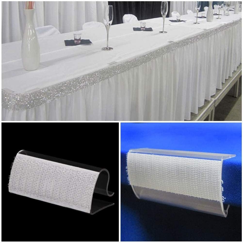 50Pcs Table Skirting Clips, Clear Plastic Table Skirt Clips with Hook Fastener Fits 3/4" to 1" Tables for Indoor Outdoor Events Wedding Meeting