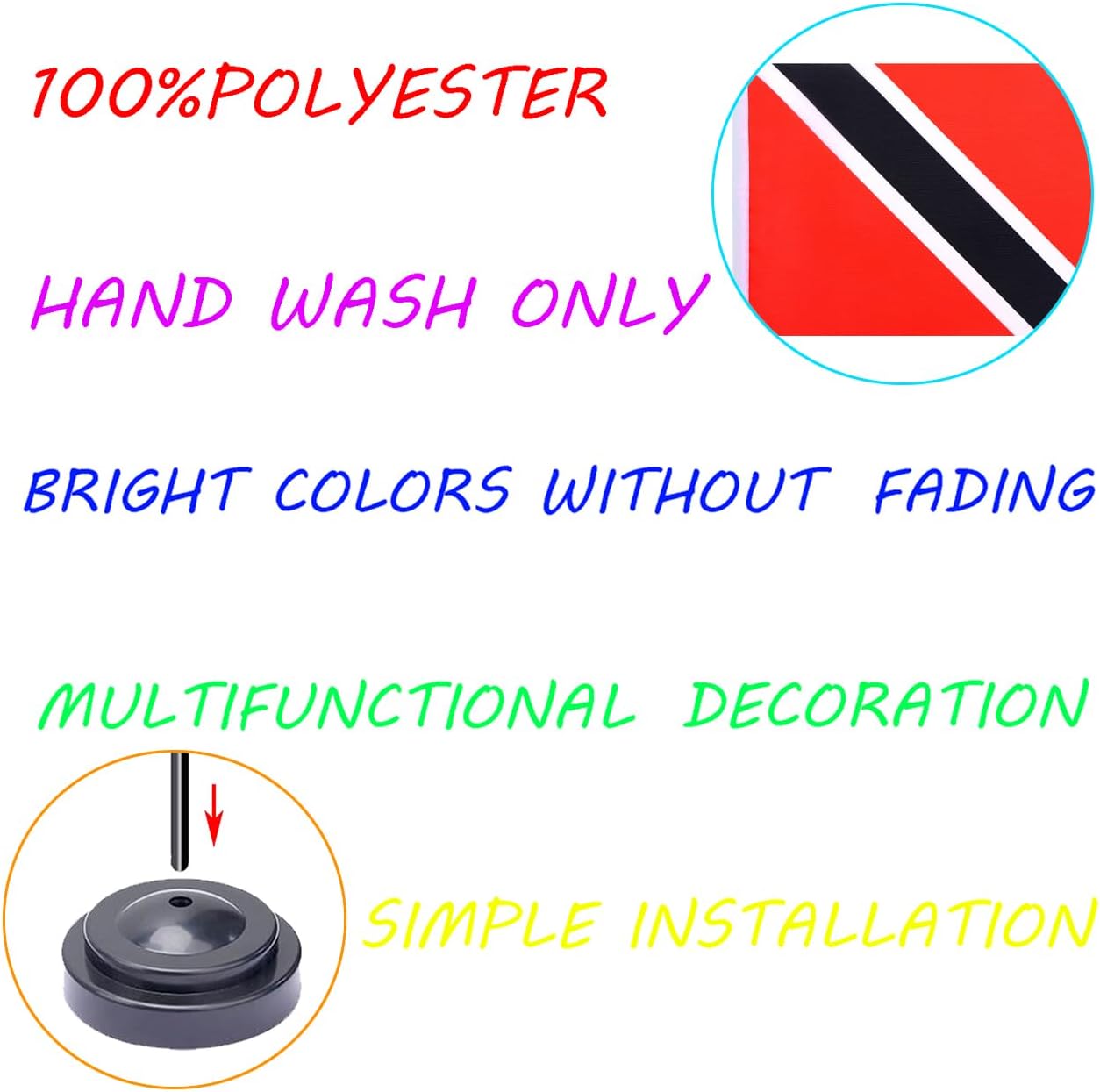 WXTWK 2 Pack Trinidad Flag Trinidad Deluxe Desk Flag Set - Mini Small Trinidad and Tobago Table Office Flags with Black 12" Solid Pole Stand Base Classroom Meeting Desktop Decorations
