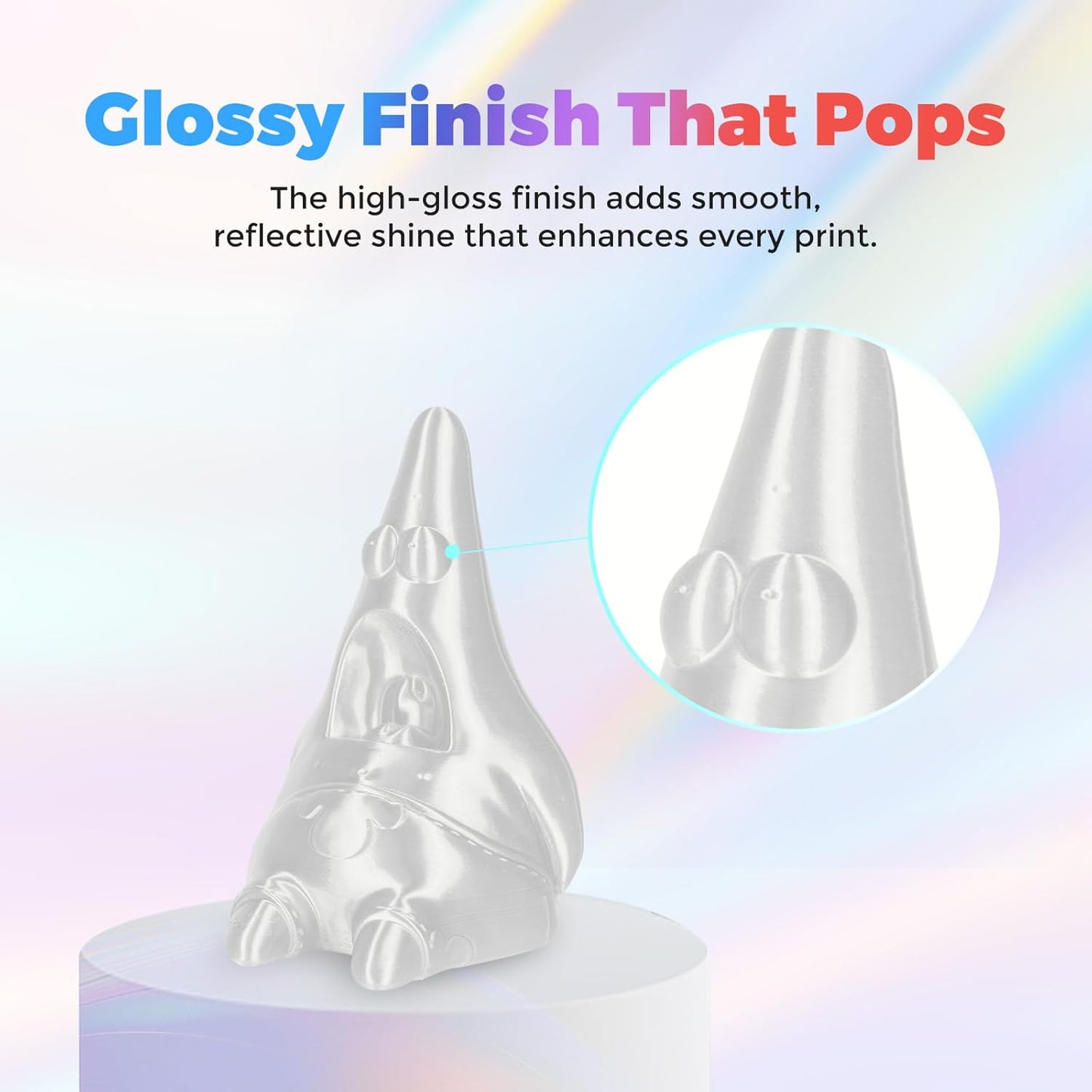 Flashforge 3D Printer Filament Silk PLA 1.75mm 1kg Spool-Dimensional Accuracy +/- 0.02mm (White)