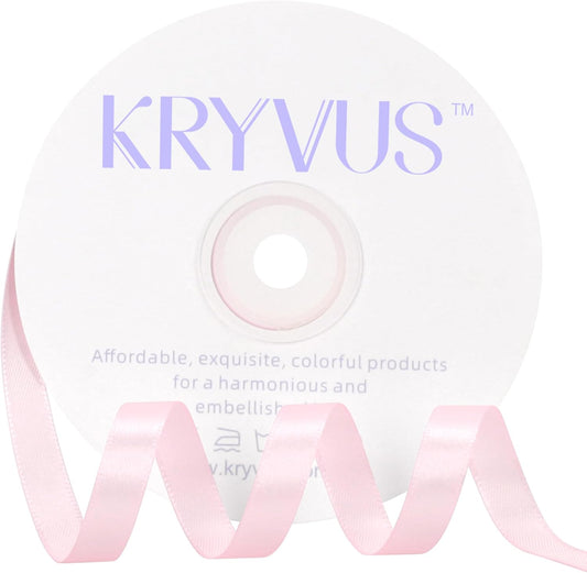 Baby Pink Satin Ribbon 3/8 inch X Continuous 50 Yards, Single Face Polyester Ribbon Perfect for Gift Wrapping, Flower Bouquet, Wedding Decor, Crafts, Bow Making, Sewing and More