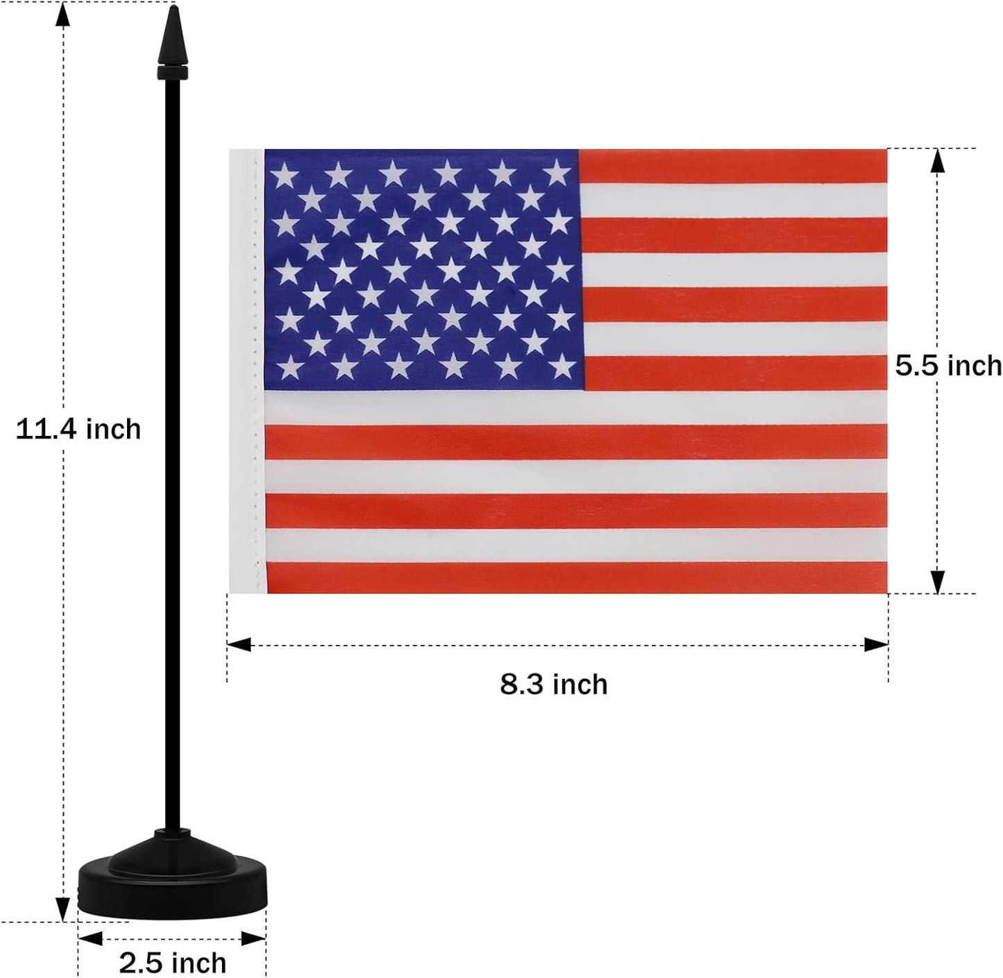 NQ American Desk Flag Set, 8.3 X 5.5 Inch Small American Flags on Stick, Mini American Flag with Stand Base, US Flag Decor for Table, Office, Home, Festival Decoration (4 Pack)