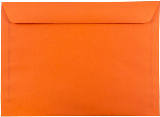 JAM PAPER 9 x 12 Booklet Colored Envelopes - Orange Recycled - 100/Pack