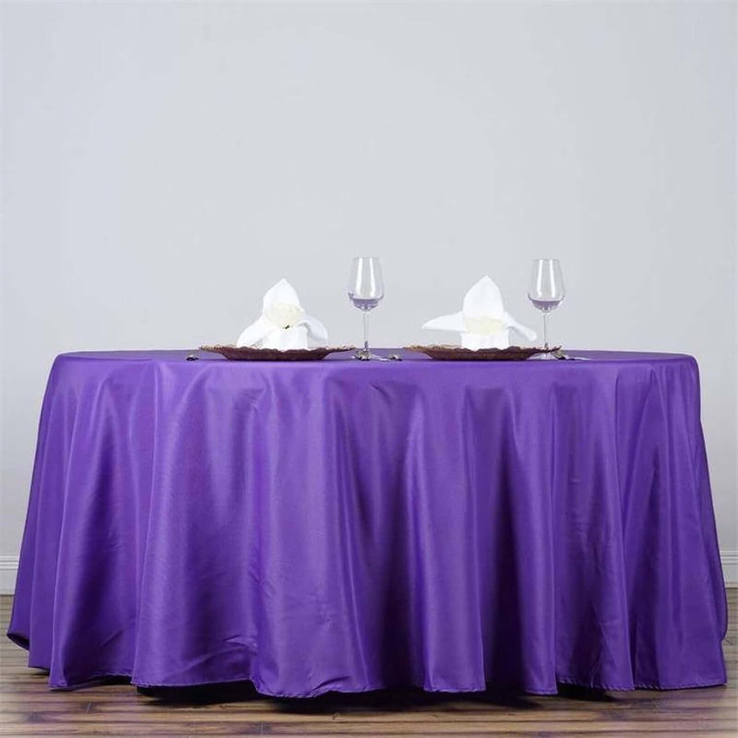 Efavormart Round Tablecloth, 132 Inch Stain & Wrinkle Resistant Washable Table Cloth, Decorative Polyester Fabric Table Cover for Banquet, Wedding, Dining- Purple