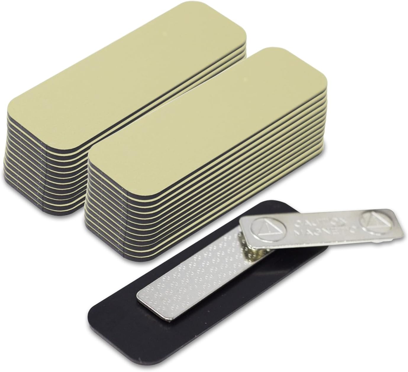 Brushed Gold Name Tag Blanks – 25 Pack, 1" x 3", Round Corners, Durable Plastic Engravable Badges with Magnetic Backing – All Quality Badges