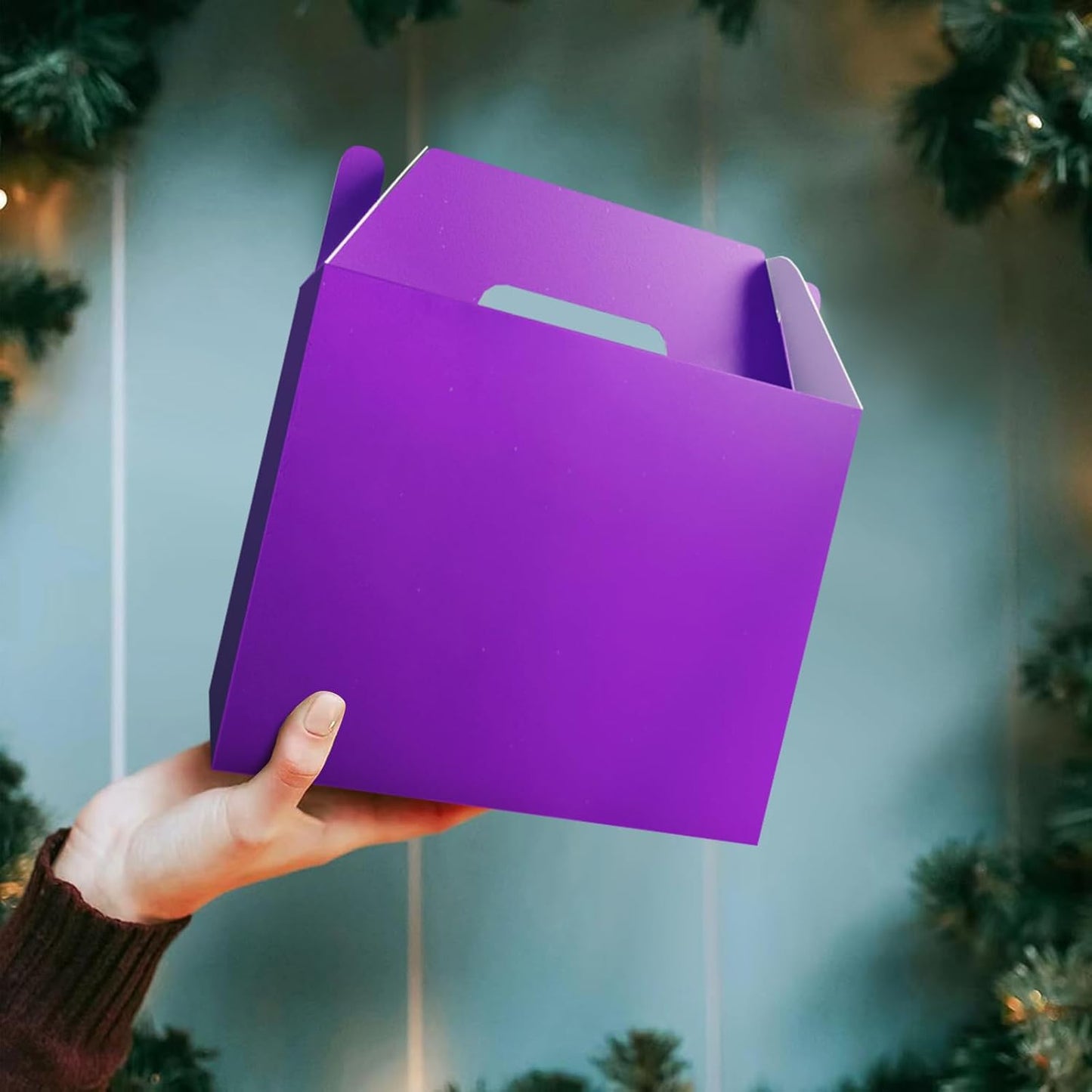 XAGLVV 24Pack Purple Boxes,Party Favor Boxes Packs 7 x3.5x 6.6 Inches, Purple Gift Boxes With Handles, Favor B oxes for Party, Baby Shower, Birthday,Weddings and more.