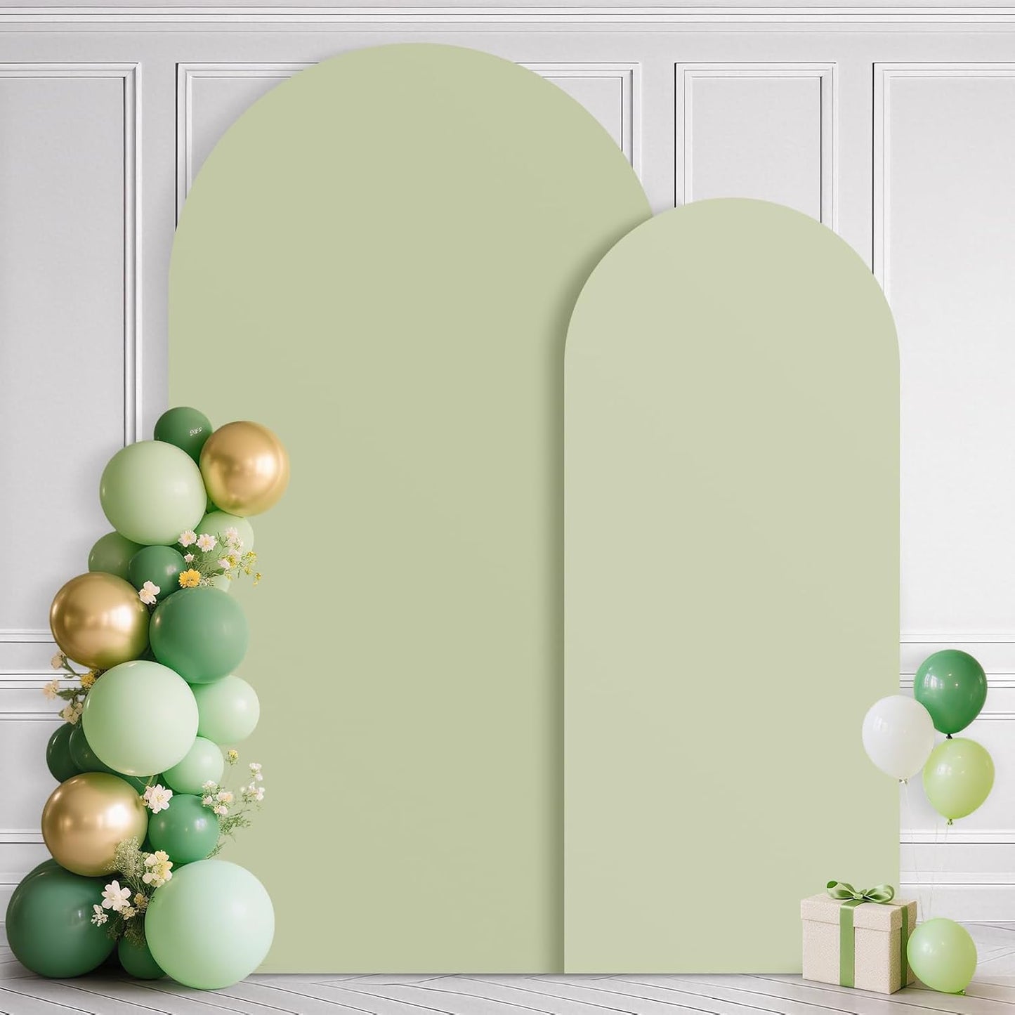 Ledido Wedding Arch Backdrop Cover 6FT 7.2FT Arch Covers 2Set Fitted Stretchy Spandex Round Top Stand Backdrop Cover for Wedding Banquet Ceremony Birthday Party Baby Shower Event Decoration,Green