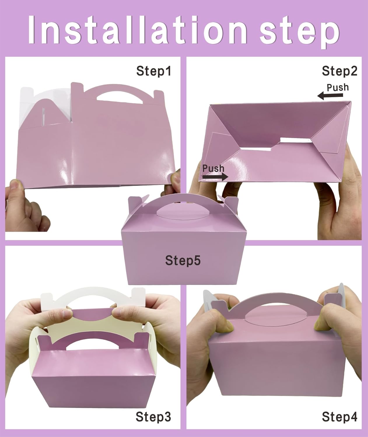 30-Pack Lavender Mist Gable Treat Boxes with Handles, 6" Pop-Up Party Favor Gift Boxes for Birthday,Wedding,Baby Shower, Eco-Friendly Candy, Cookie, Goodie Bags for Kids, Bachelorette Decor