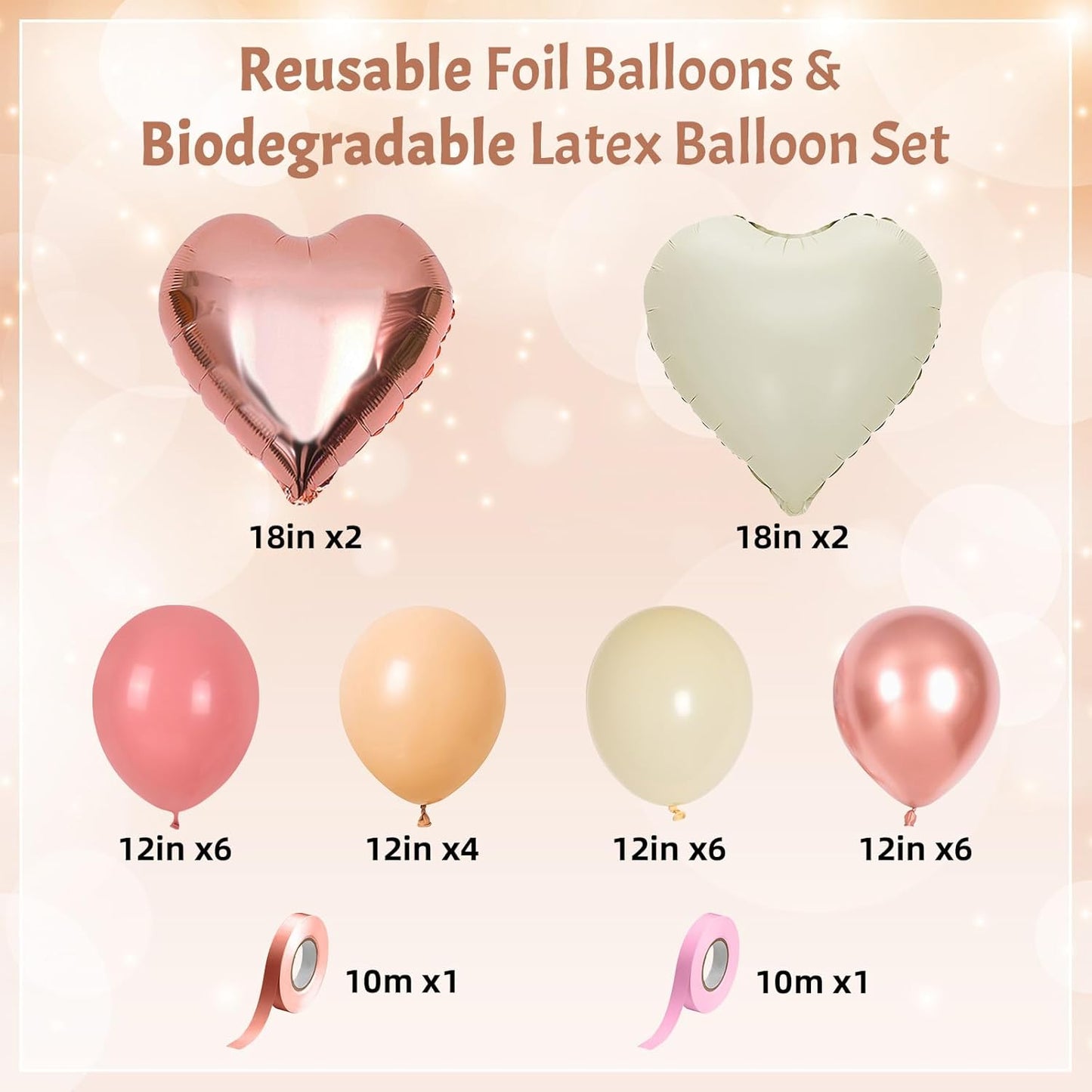 Retro Blush Pink Balloons Dusty Rose Gold Cream Heart Balloon as Bachelorette Birthday Decorations for Her, Dusty Pink Nude Balloons 18 inch Clear Heart Balloon as Baby Bridal Shower Decorations Decor