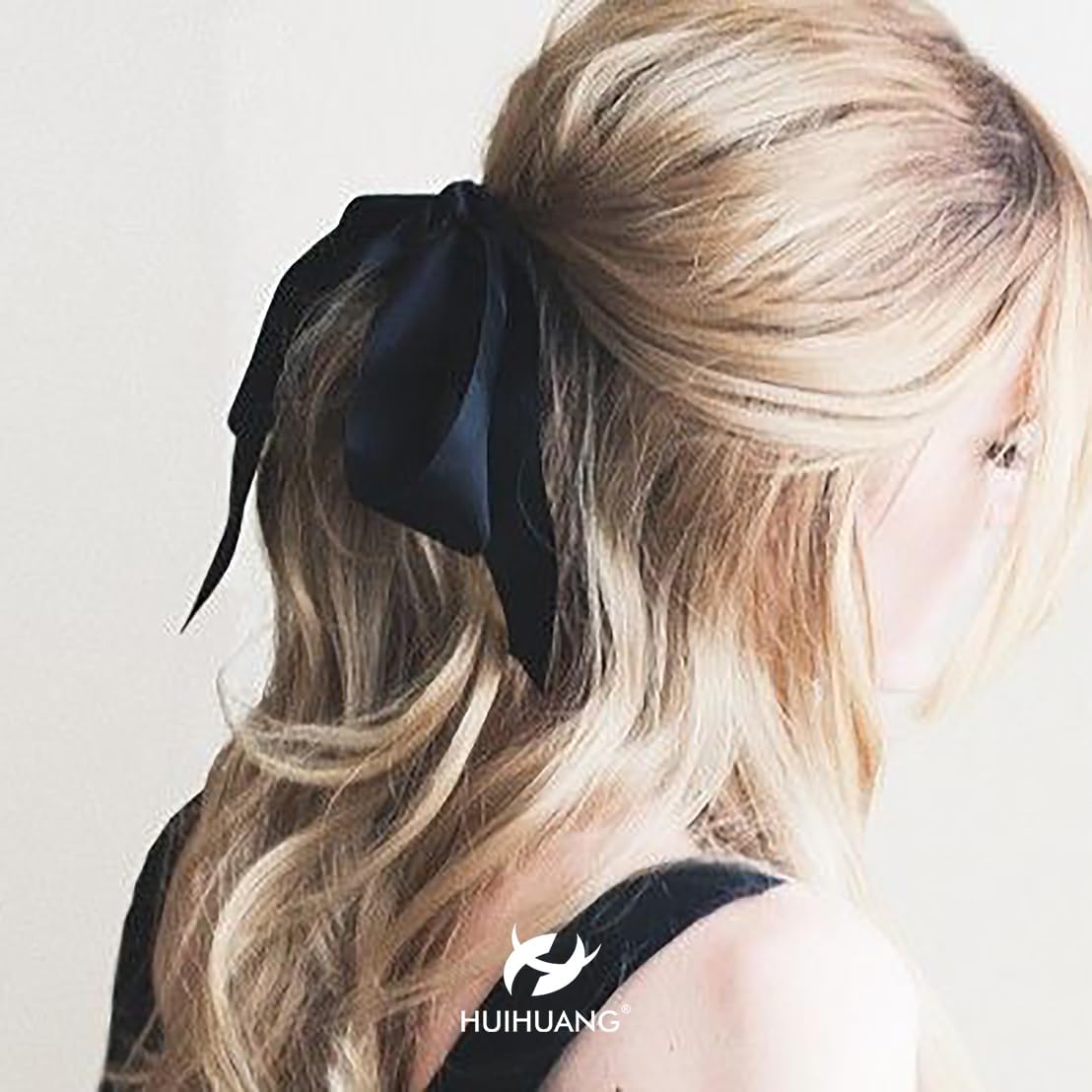 HUIHUANG 1-1/2 inch Double Face Satin Ribbon, Polyester Satin Black Ribbon 50 Yards Per Roll for Gift Wrapping Bows Making Floral Bouquet Wedding Decor Baby Shower Party Favor and Craft Supplies