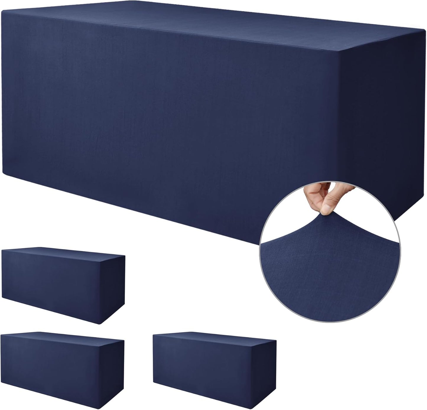 Nasitos Fitted Table Covers Stretch Spandex - 72 x 30 Inch - 4 Pack Navy Rectangle Table Clothes for 6 Foot Folding Tables, Wrinkle Resistant Tablecloths for Parties, Trade Show, Craft Show, Birthday