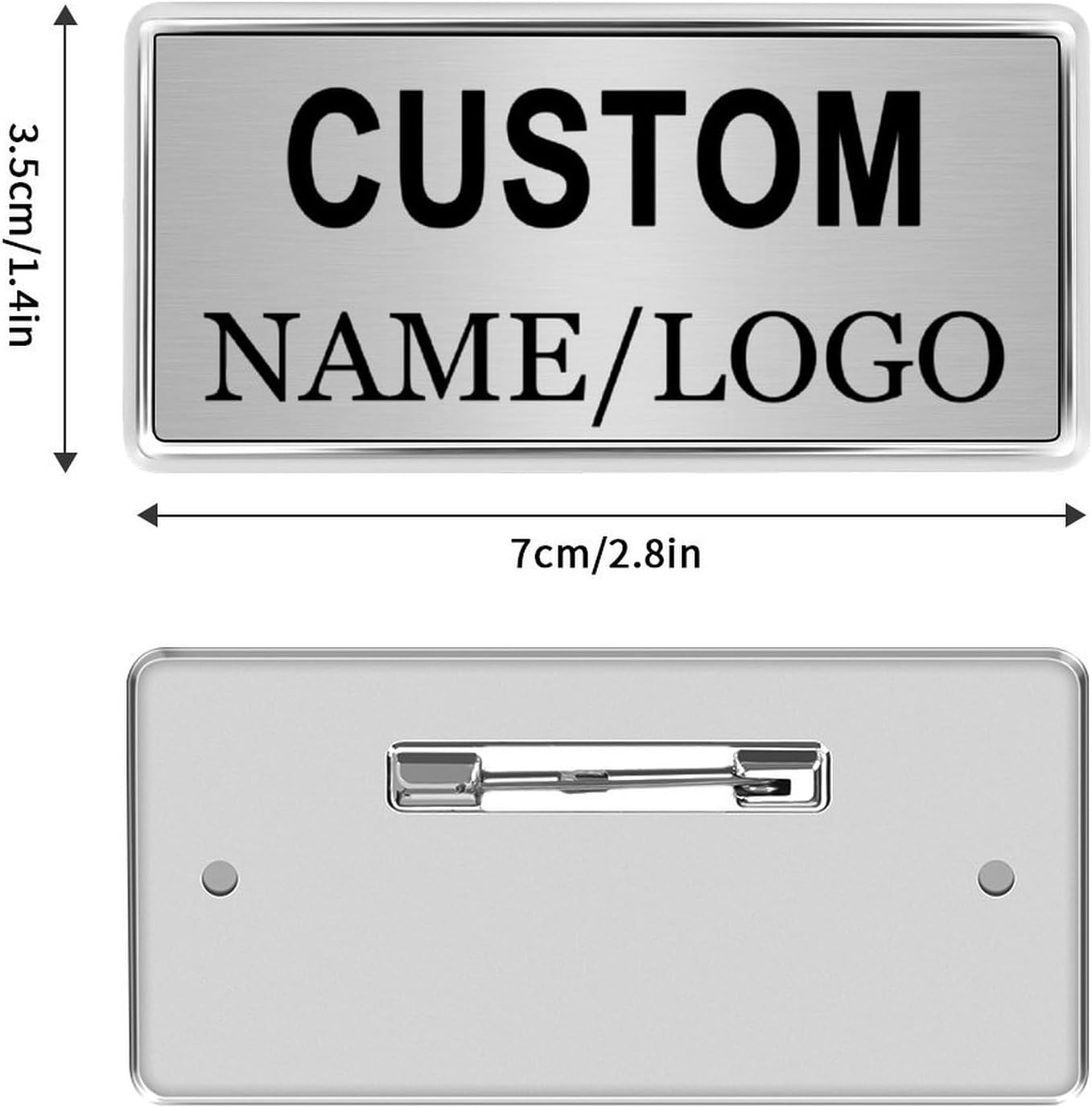 Custom Name Tags ID Badges with Logo Name Personalized Name Badges Custom Name Tag ID Badge with Pin Backing Customizable Name Tag for Business Offices Stores Restaurant, 1.5x2.8 in, 5PCS