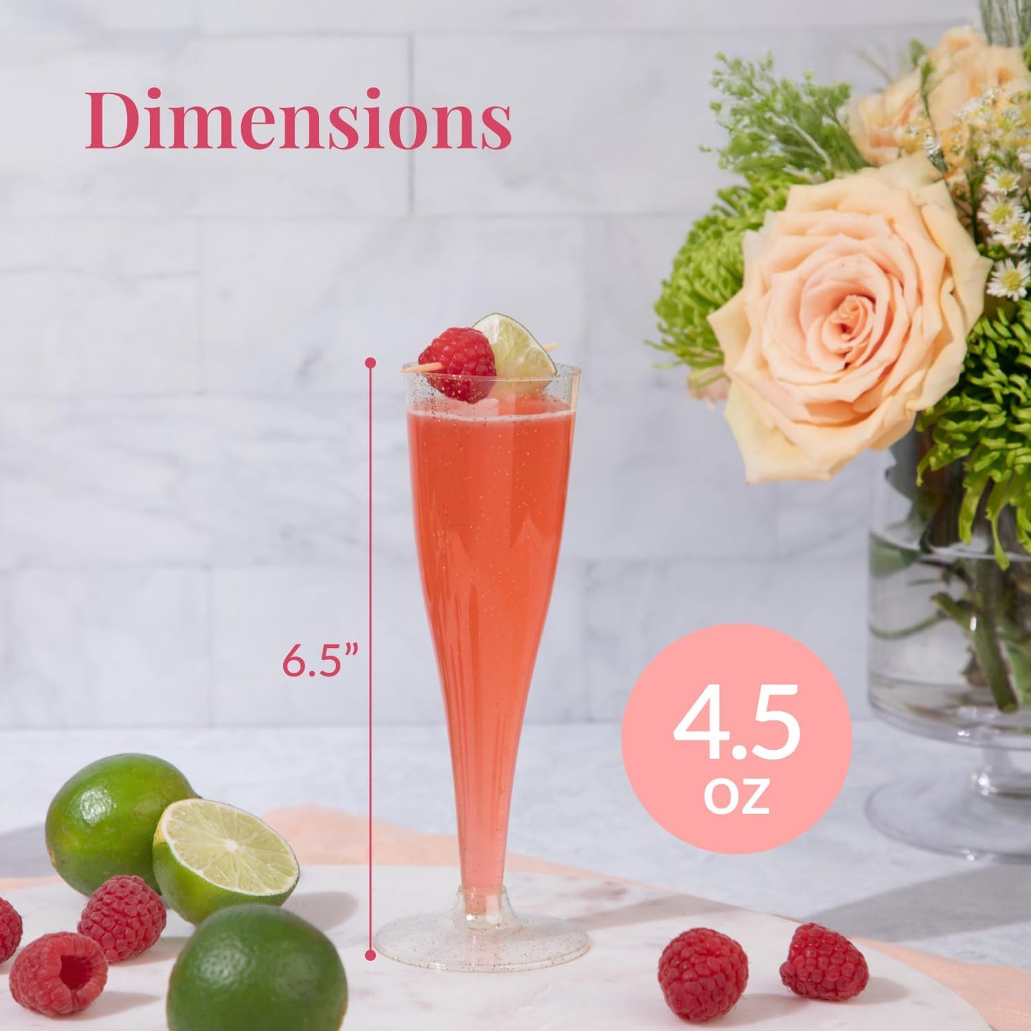 Prestee 48 Pack Champagne Flutes Plastic Disposable - Gold Glitter Flute Glasses for Champagne, Mimosa Bar, New Year's Eve 2025 Party Supplies, Wedding, Shower, Event - 4.5 oz Fairy Stemware