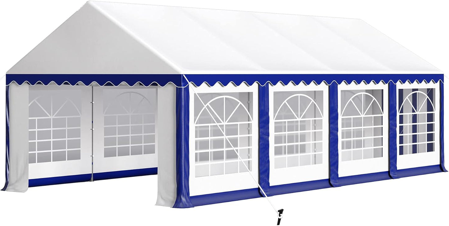 PHI VILLA 26'x13' Outdoor Heavy Duty Party Tent Large Commercial Canopy Wedding Event Tent Shelter Canopy Carport with Removable Sidewalls & 3 Storage Bags for Patio Outdoor Garden Events, Blue