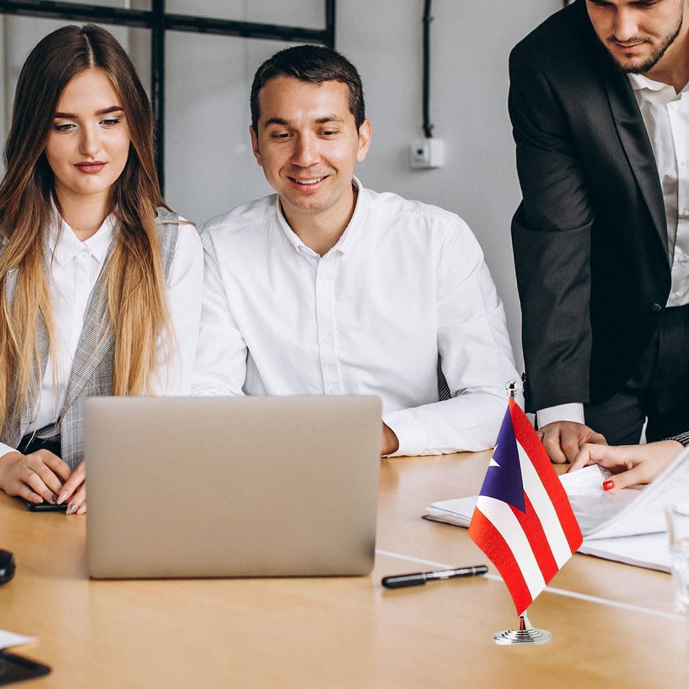 Puerto Rico Flag Puerto Rican Flags, Small Mini Puerto Rican Desk Flag, Used for Table Office Classroom Home Patriotic Events Decorations