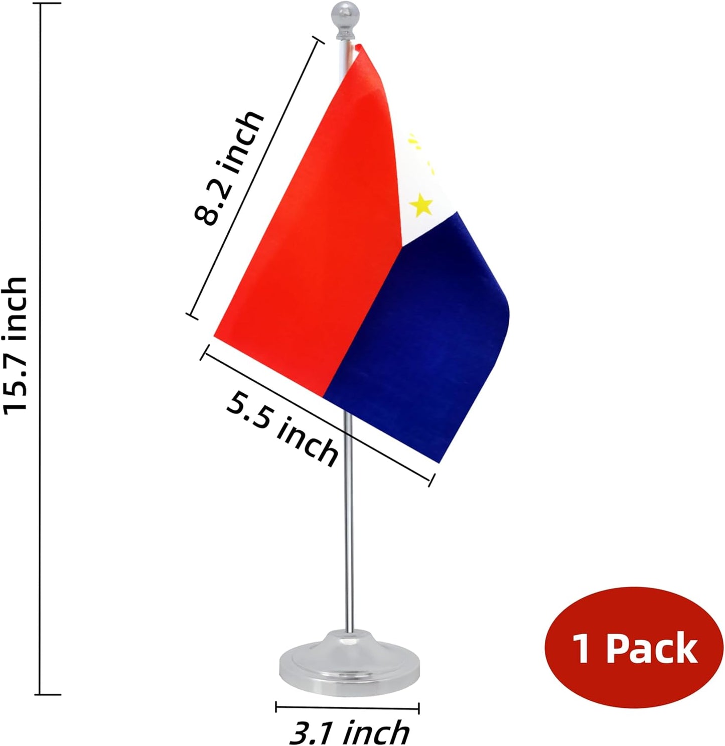Philippines Desk Flag, Filipino Table Office Flag with Metal Pole and Stand Base, International Country Flags, Festival Event Celebration, Classroom Meeting Desktop Decor (Philippines)