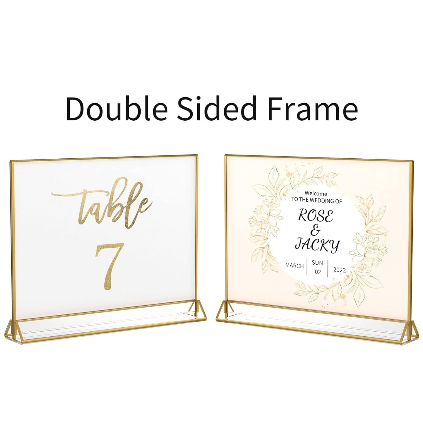 NIUBEE 6Pack 6 x 4 Horizontal Clear Acrylic Sign Holder with Gold Borders, Double Sided Table Menu Stands Picture Frames for Wedding Table Numbers, Restaurant Signs, Photos and Art Display