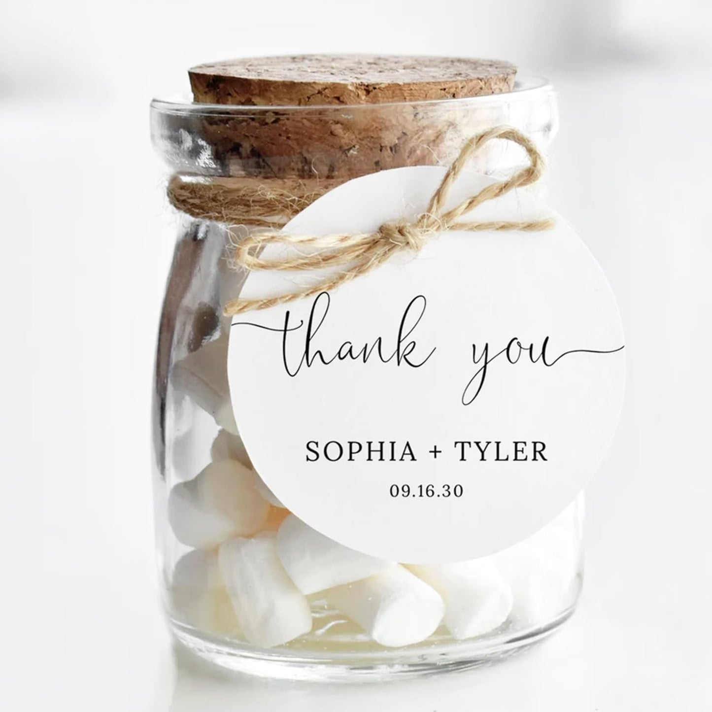 Custom 2inch 100pack Gift Tags with Strings,Personalized Thank You Tags Party Decoration Paper Gift Labels for Birthday Wedding Favor Baby Shower Floral Hang Tag Hangtag (Round Shape)