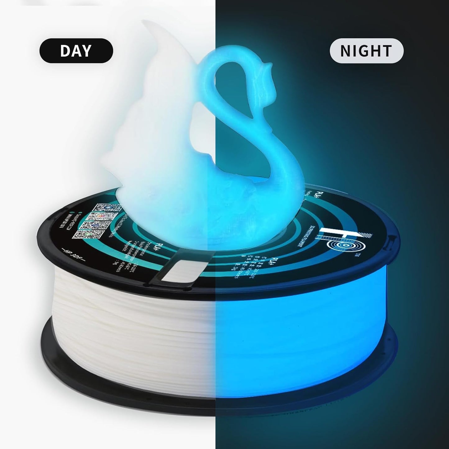 Glow in The Dark PLA Filament, 3D Printer Filament, PLA Filament 1.75mm Dimensional Accuracy +/- 0.02mm, 1KG Spool (2.2 lbs), Fit Most FDM Printer (Glow Blue)