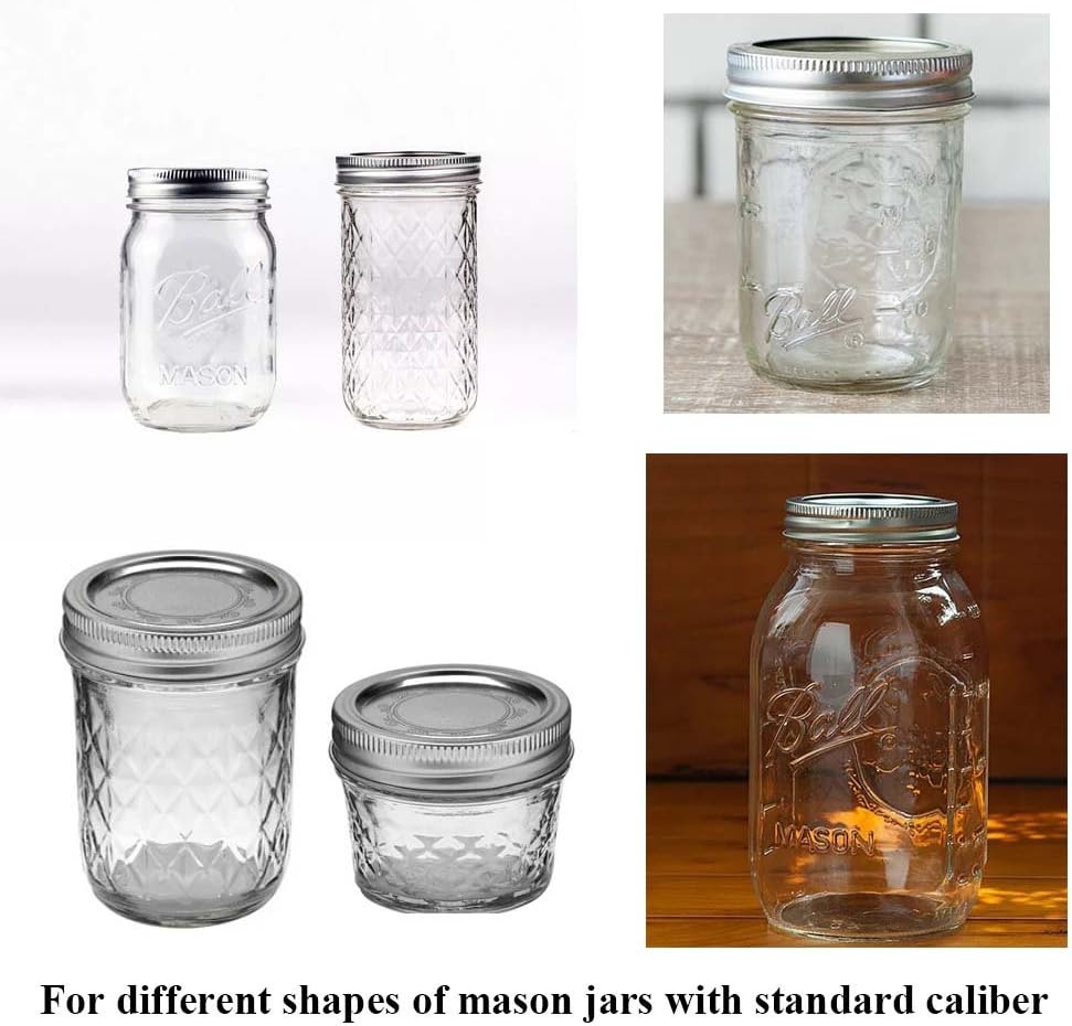 6 Pack Mason Jar Lights, 10 LED Solar Colorful Flicker Fairy String Lights Lids Insert for Garden Deck Patio Party Wedding Decorative Lighting Fit for Regular Mouth Jars …