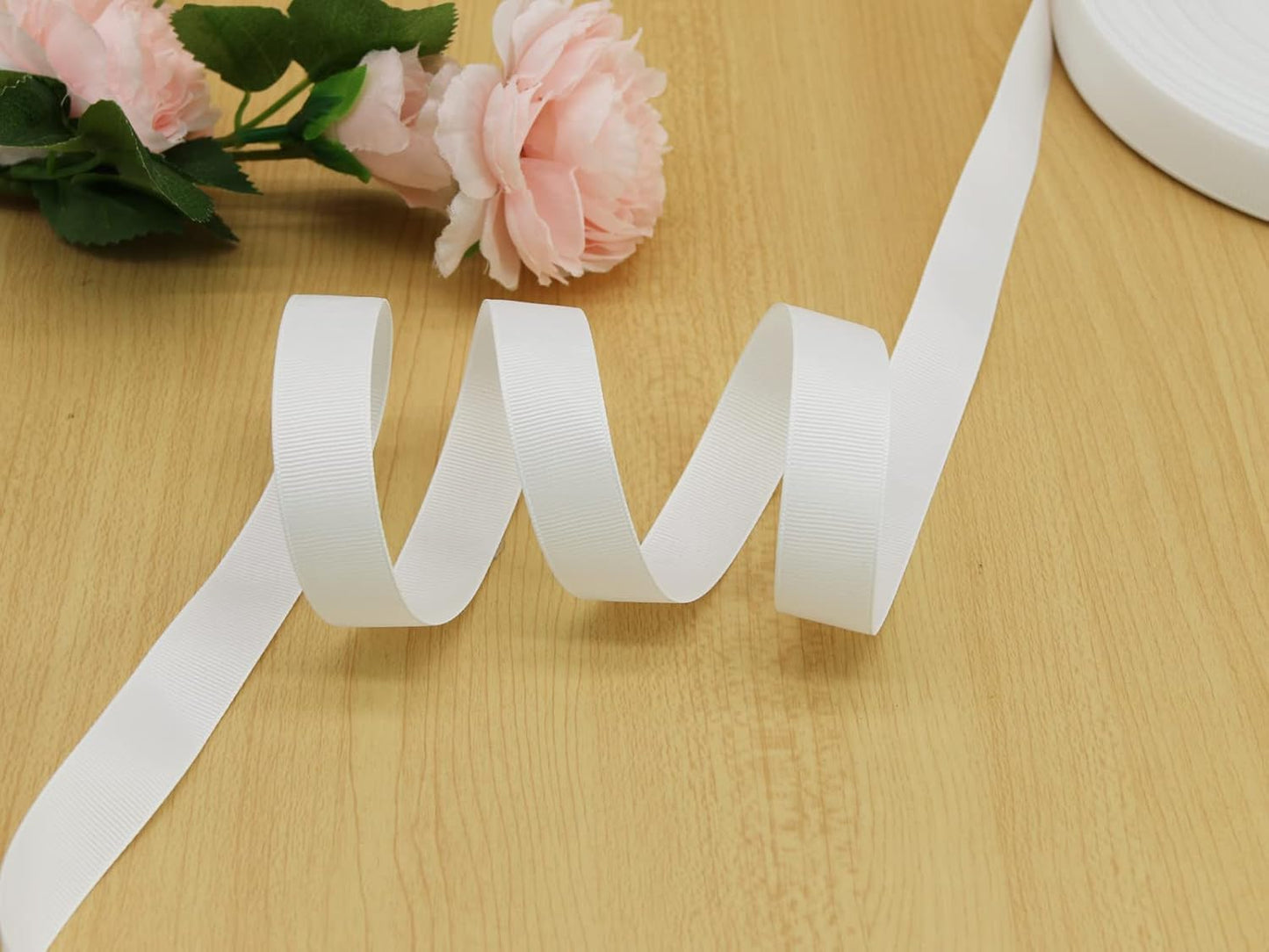 Jesep One Roll 100 Yards 3/4" Soild Grosgrain Ribbon Boutique Gift Wrapping Package Ribbon, DIY Crafts Bow Hair Headband Accessories Assorted Ribbon#29 (3/4" 20mm, White)