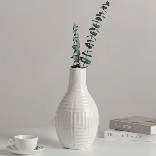 hjn hjn White Vase -Ceramic Vase for Home Decor, Modern Decor Vases for Living Room/Bookshelf/Mantel/Home Decor Accents - 9.4" H