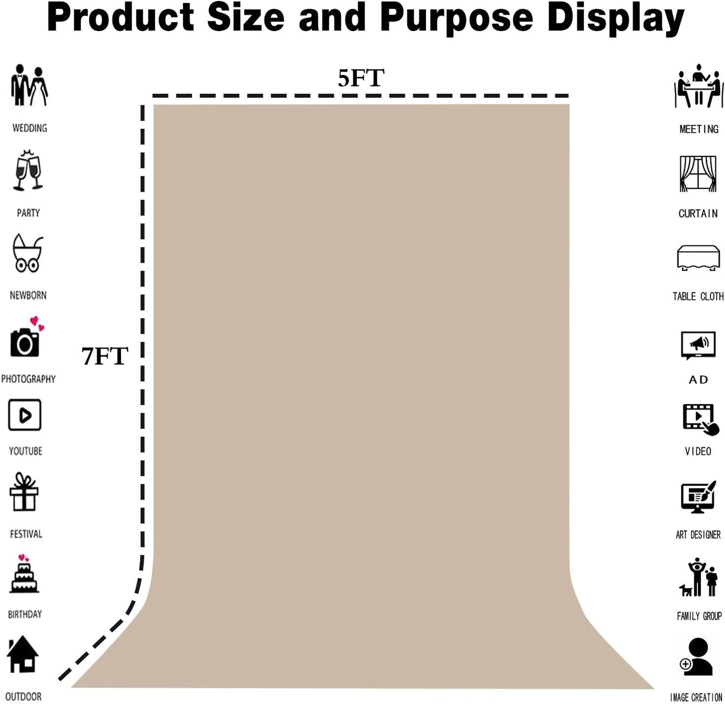 Beige Screen Backdrop 5x7ft Photography Background Meeting Photo Studio Shooting Props