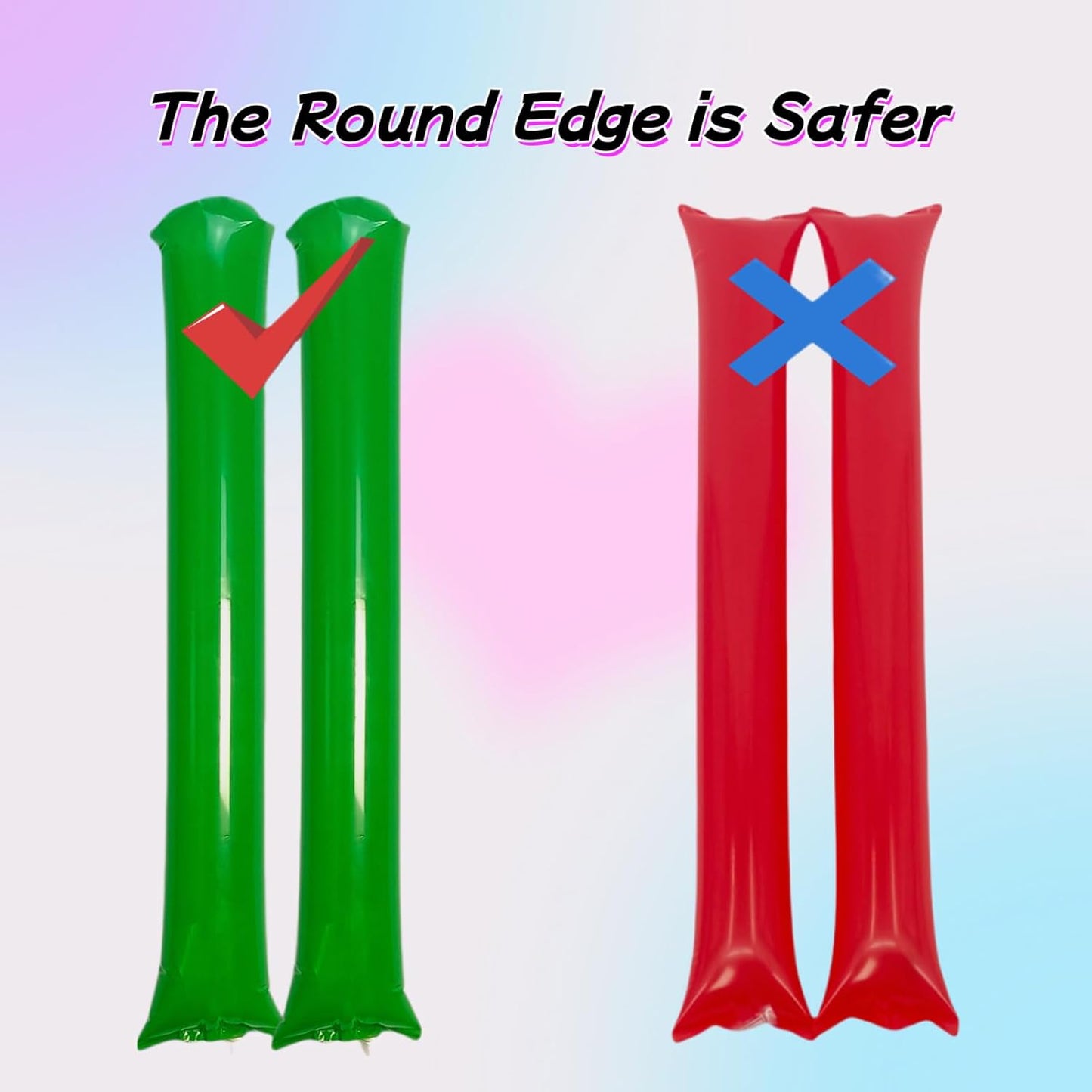 40pcs Round headTeam Spirit Boom Sticks Thunder Sticks Cheering Sticks Team Spirit Plastic Cheerleading Spirit Stick Clapper Inflatable Noise Maker Sports Supply (Green)