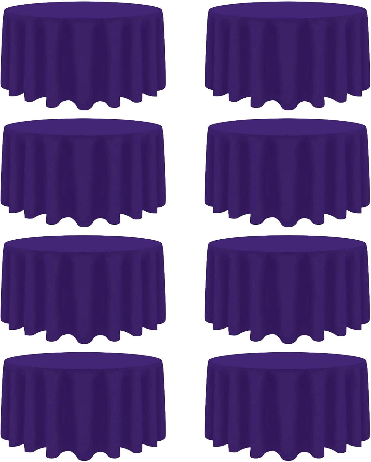 8 Pack Purple Round Tablecloth 90 Inch Stain and Wrinkle Resistant Round Purple Table Cloth Reusable and Washable Polyester Fabric Table Covers for Buffet Wedding Party and Banquet
