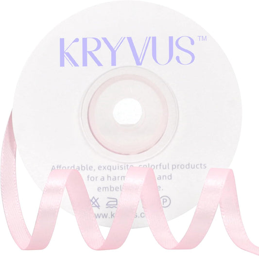 Baby Pink Satin Ribbon 1/4 inch X Continuous 25 Yards, Single Face Polyester Ribbon Perfect for Gift Wrapping, Flower Bouquet, Wedding Decor, Crafts, Bow Making, Sewing and More